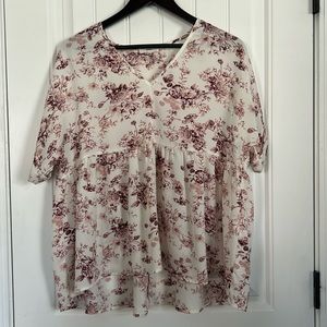 Women’s blouse size medium pink china floral print